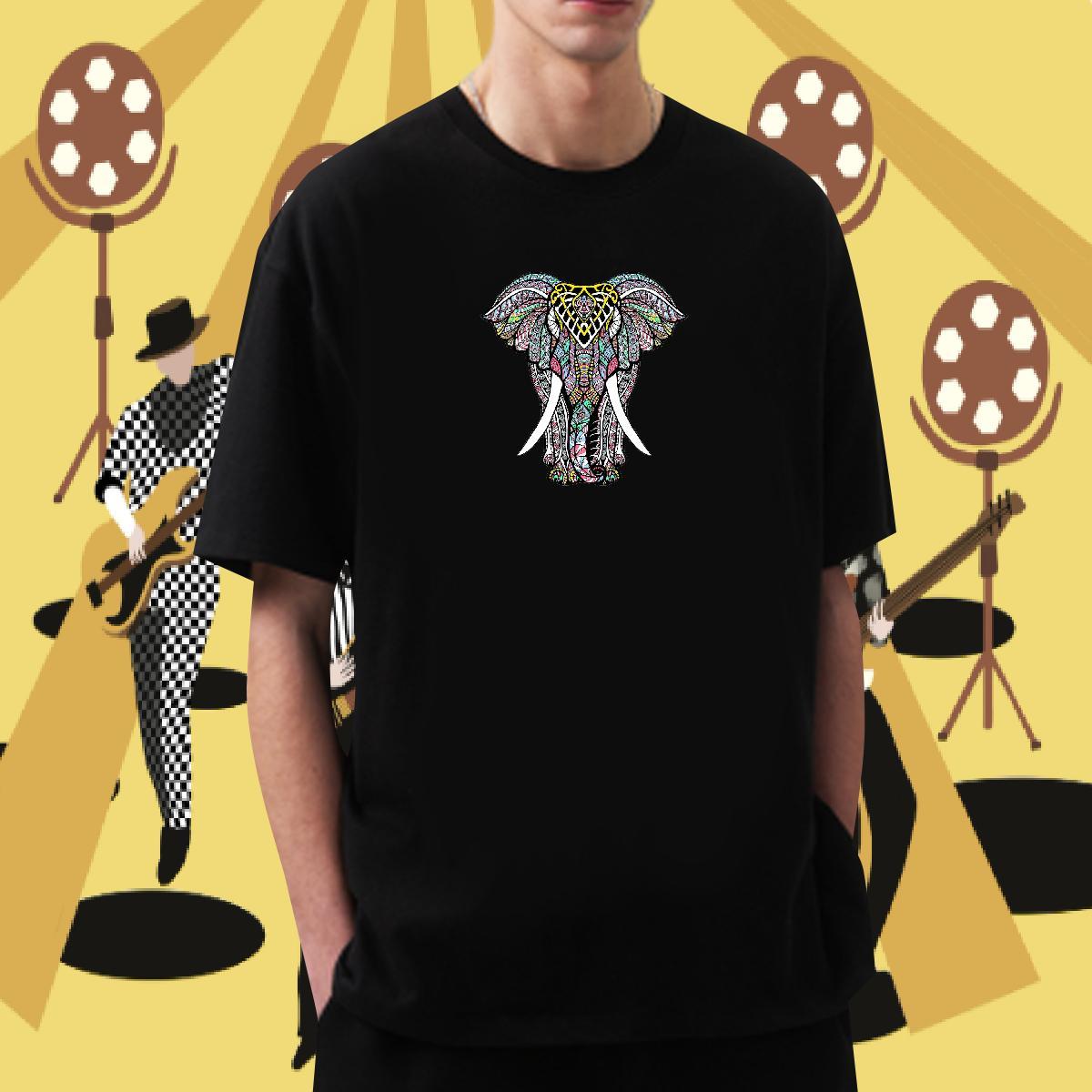 Free Shipping Mens T Shirts 230g 100% Cotton Elephant Summer Casual Polos Breathable Short Sleeve Loose Couples T Shirts Oversized 3XL 4XL