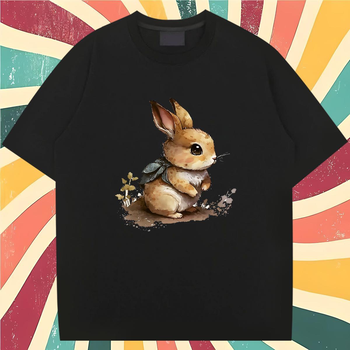 Fashion Design T shirt 230g Cotton rabbit Outdoor Tees Shirts Breathable Soft Designer Men Tees Cartoon Print
