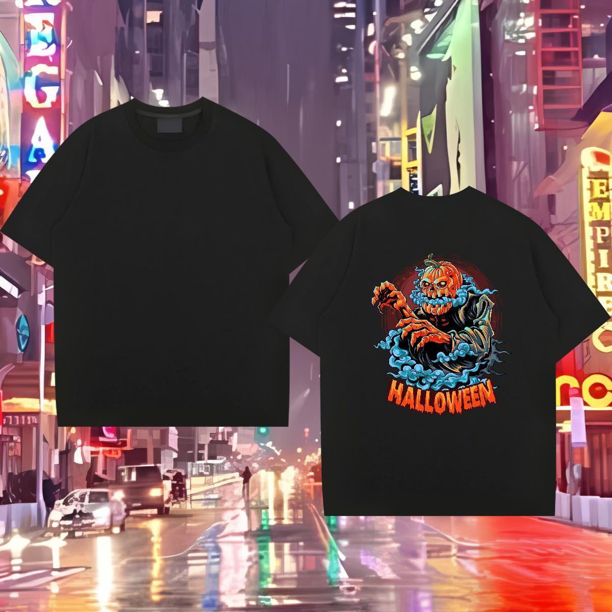 Customized T Shirt For Man 230g 100% Cotton Halloween Casual Daily Wear Polos Breathable Crew Neck Soft Tshirts Custom Big Size