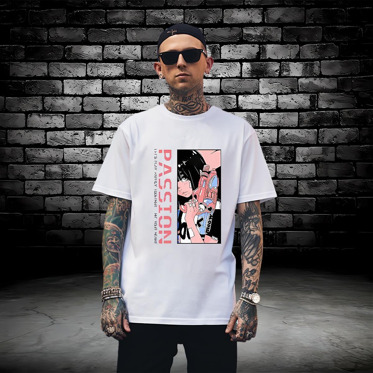 T-Shirts for Men 230g Cotton cartoon Street wear Hip Hop O Neck Short Sleeves Customized Couples T Shirts Fashion Casual Unisex Tshirts