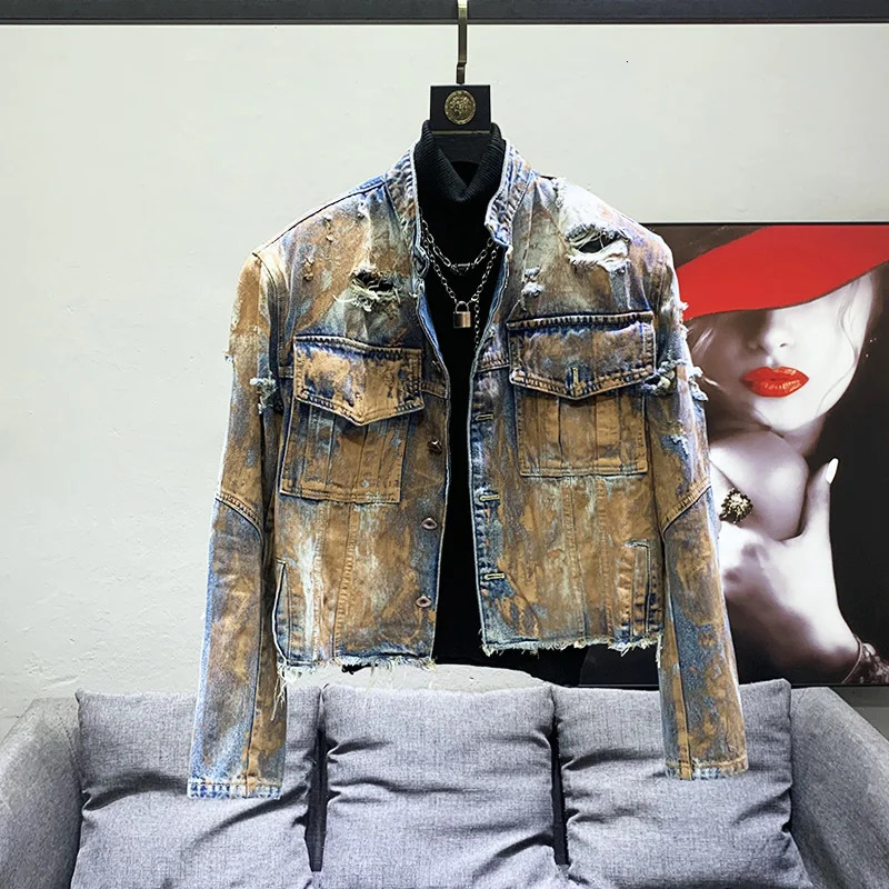 PFHQ Street Clothing Mens Denim Jacket Set Heavy Industry Wear High Quality Versatile Original Edge Avant garde Jeans Autumn 21Z2929240806