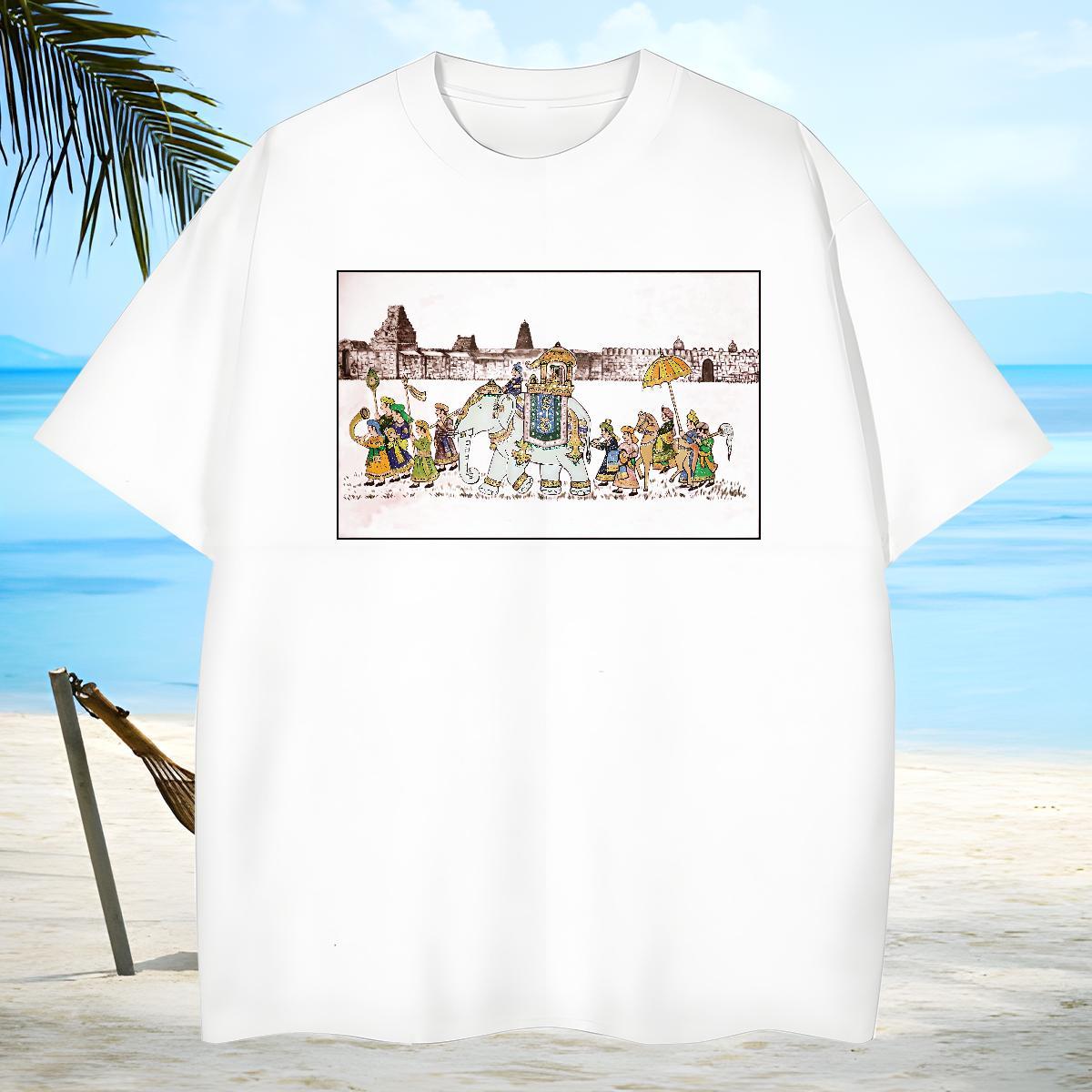 Comfortable Men Clothes T-Shirt 230g 100% Cotton elephant T Shirts Men Daily Outfit Breathable Short Sleeve DIY Logo Oversized Classic Tees