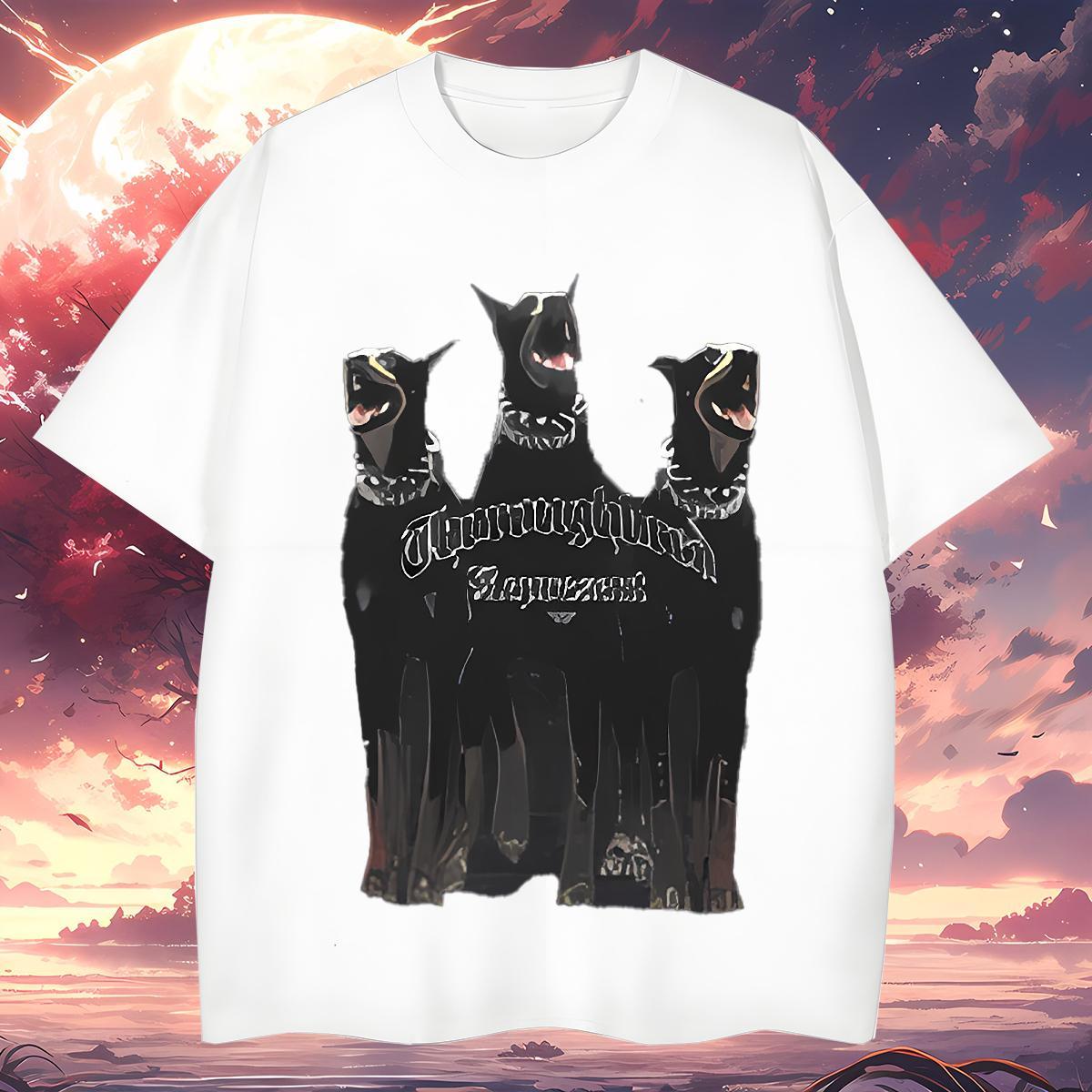 T-Shirts 230g 100% Cotton dog Street Casual Breathable Anime Print Men Tshirts 2024 Summer Unisex Polos