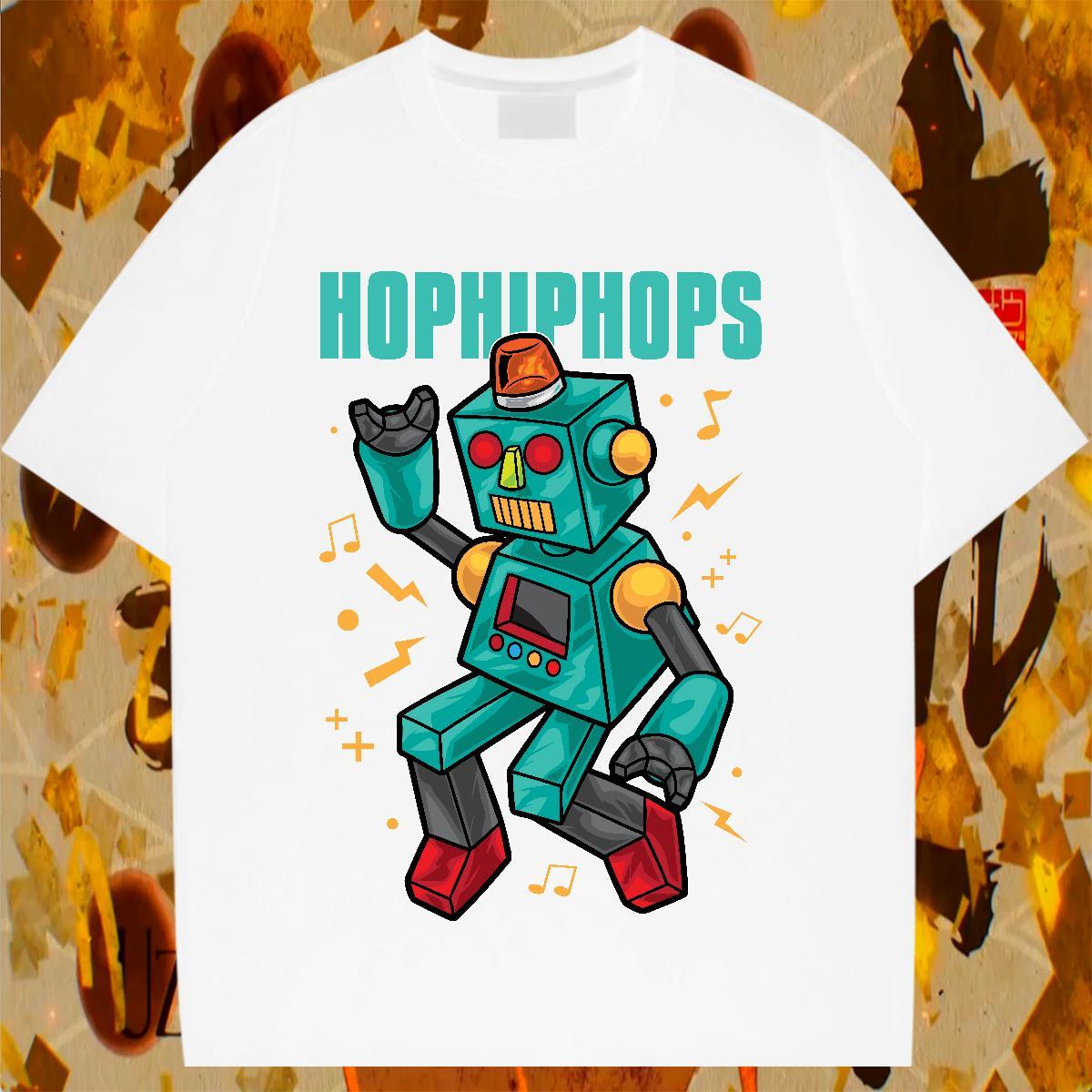 Loose Men Clothes T-Shirt 230g Pure Cotton Casual Daily Wear robot Custom Anime O-Neck Short Sleeve Fashion New T Shirts Men Tshirts