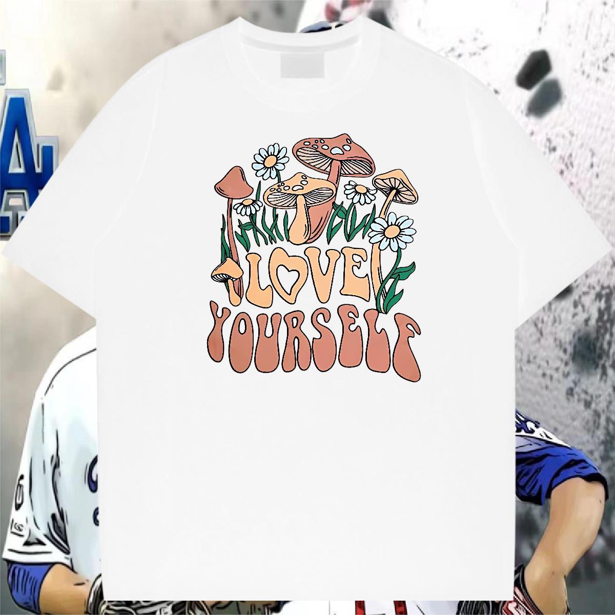 2024 Designer T Shirt For Man 230g Cotton mushroom Street Top Tees Pure Cotton Loose Fit Couples T Shirts Custom Cartoon