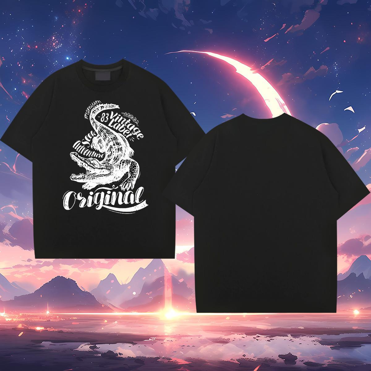 2024 Summer T Shirts Men 230g Pure Cotton crocodile Summer Casual Tops Tees Breathable Soft TOP Quality Men Tshirts Custom Printing