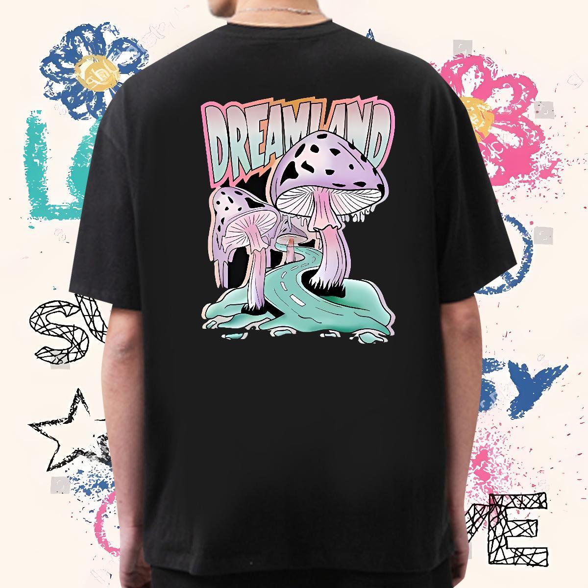 Brand T-Shirts 230g 100% Cotton mushroom Hip Hop Tops Breathable Short Sleeve High Quality Couples T Shirts Oversized 3XL 4XL