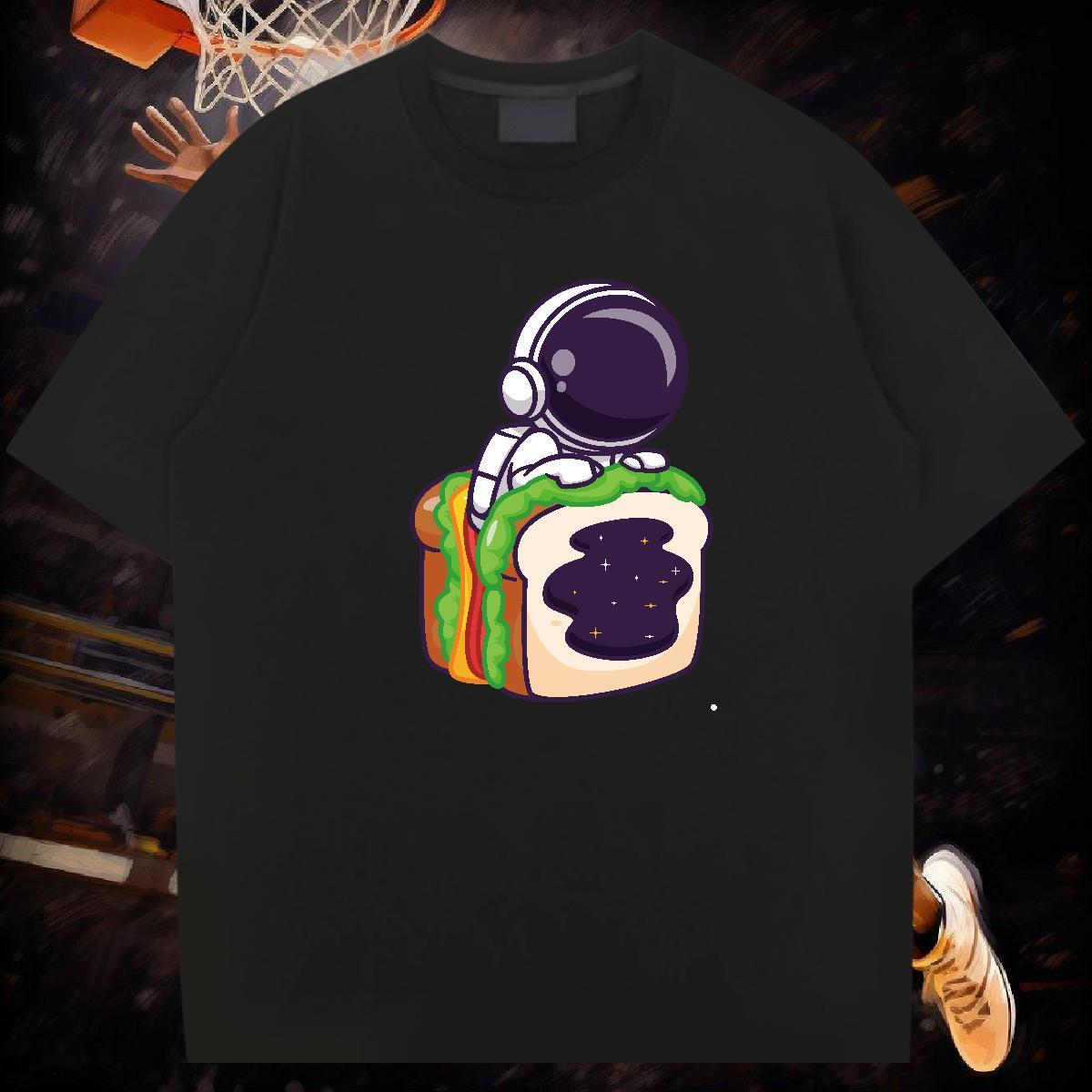 Mens T Shirts 230g Pure Cotton cosmonaut Daily Outfit O-Neck Short Sleeve Anime Men Clothes T-Shirt Classic Casual Soft Tops