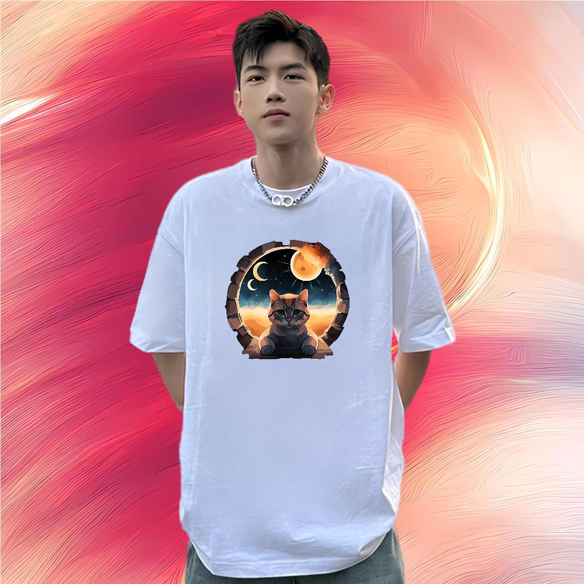 2024 New T shirt 230g 100% Cotton Street Casual Tshirts Breathable Crew Neck Cool Tshirt for Man Woman Anime