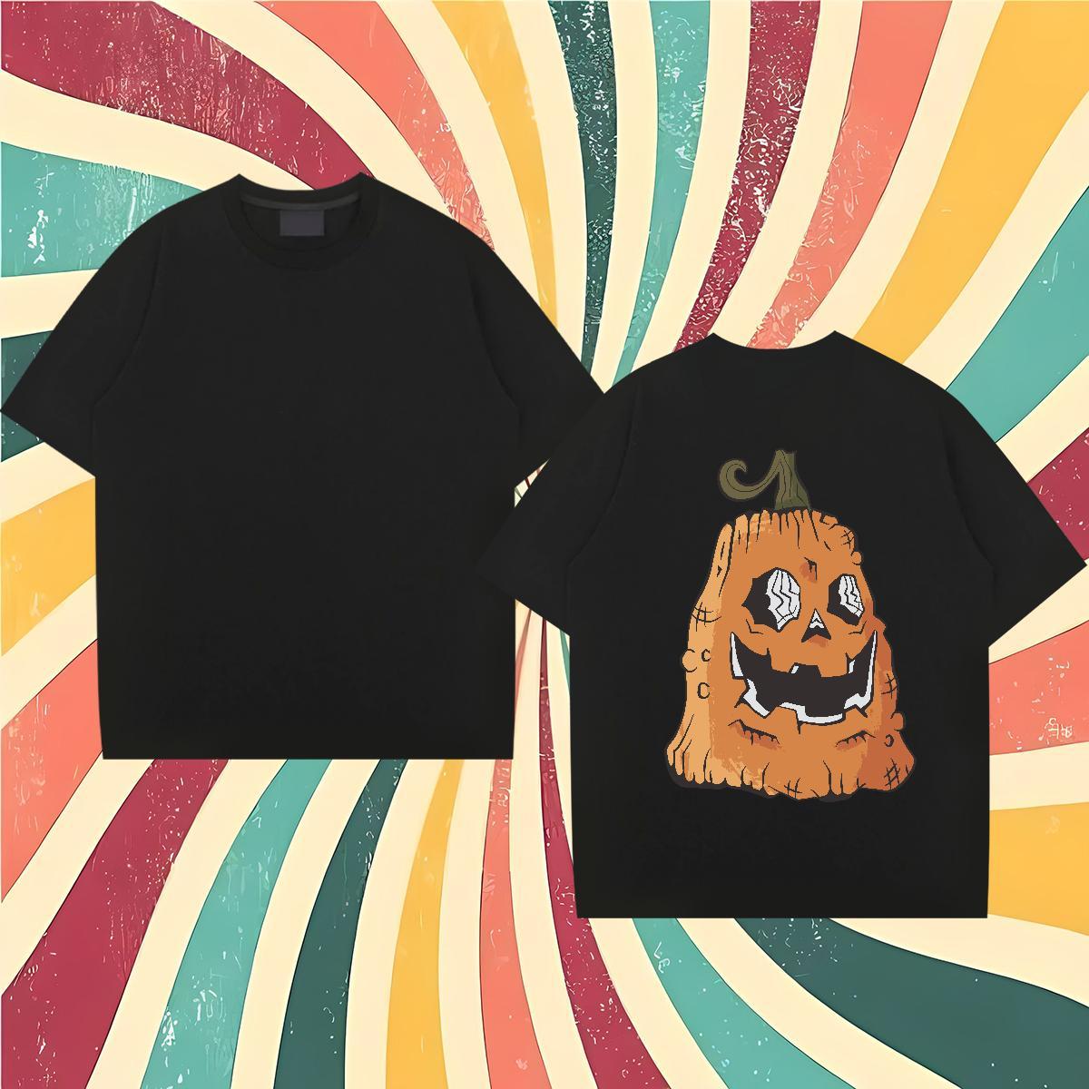 Customized Men T Shirts 230g Pure Cotton pumpkin Hip Hop Street Top Tees Breathable Short Sleeve Free Shipping Men Clothes T-Shirt DIY Printed