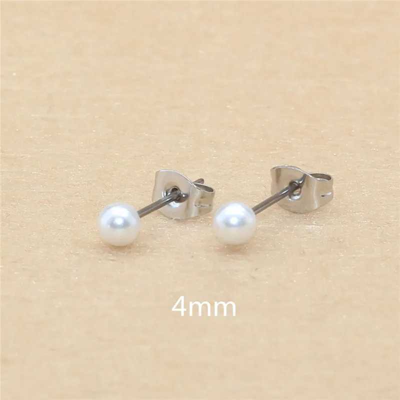 Short titanium steel with ABS derivative pearl earrings 3mm to 8mm no fading or allergies W241023