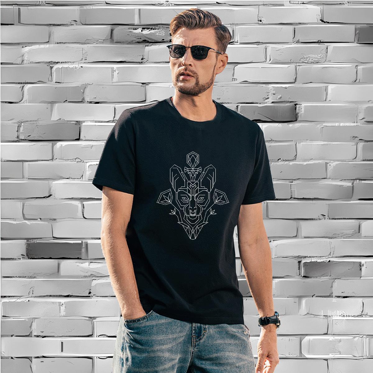 T-Shirts 230g Cotton Geometric line Street Wear Breathable Custom Anime Men Clothes T-Shirt Brand Soft Tshirts