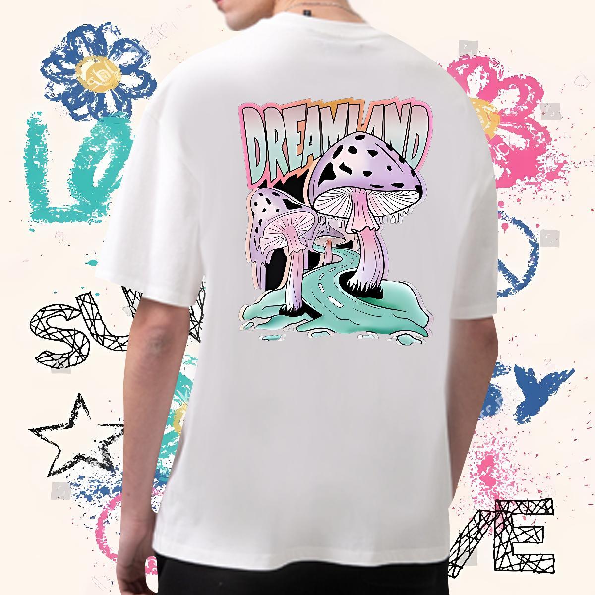 Brand T-Shirts 230g 100% Cotton mushroom Hip Hop Tops Breathable Short Sleeve High Quality Couples T Shirts Oversized 3XL 4XL