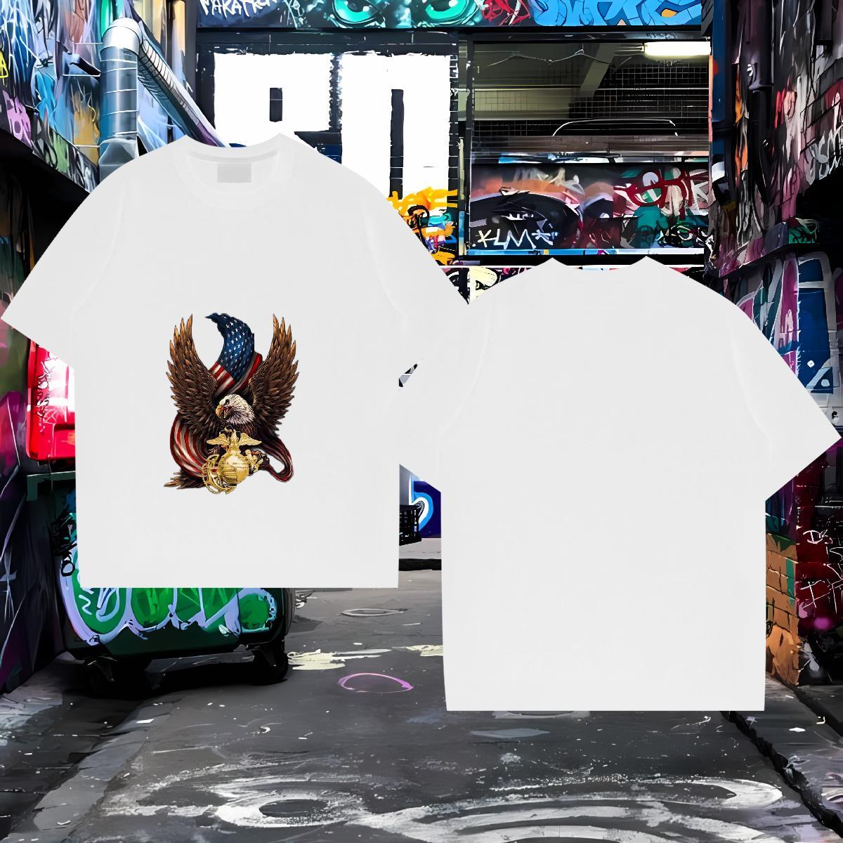 Free Shipping T-Shirts for Men 230g 100% Cotton eagle Hip Hop Tees Shirts Pure Cotton High Quality Tshirt for Man Woman Custom Printing