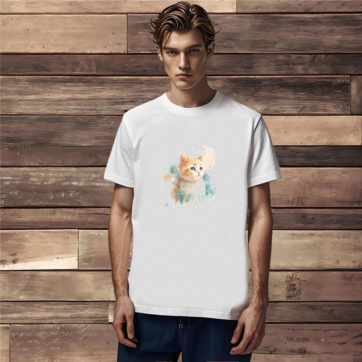Man T Shirts 100% Cotton 230g cat Street wear Hip Hop Pure Cotton Custom Cartoon Couples T Shirts Classic Popular Polos
