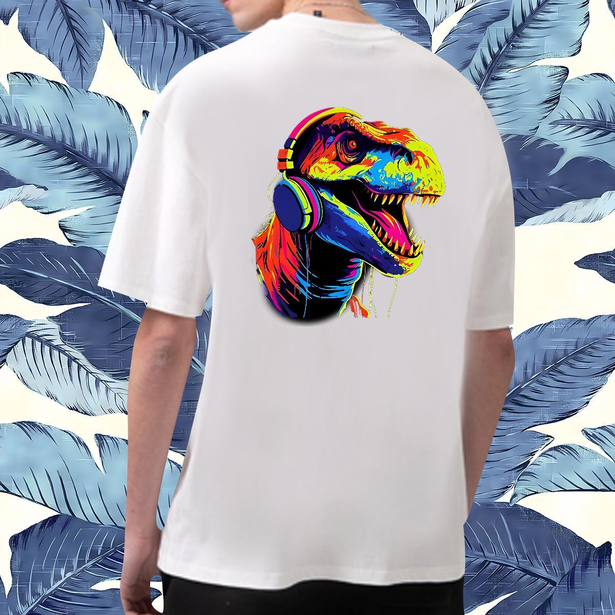 Fashion Design T Shirt For Man 230g Cotton dinosaur Casual Daily Wear Polos Short Sleeve O-Neck Soft Mens Tshirts Asian Size