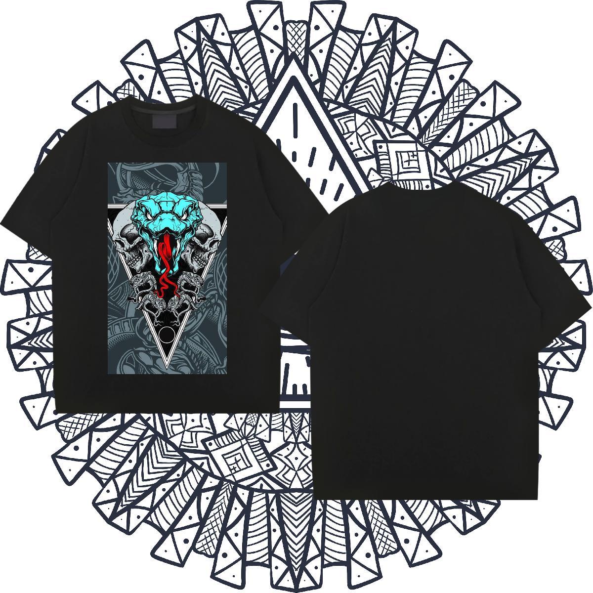 Cool Design Men Tops Tees 230g Cotton Sports Casual snake Cartoon Printing L-4XL Breathable Fashion Casual T-Shirts Top Tees