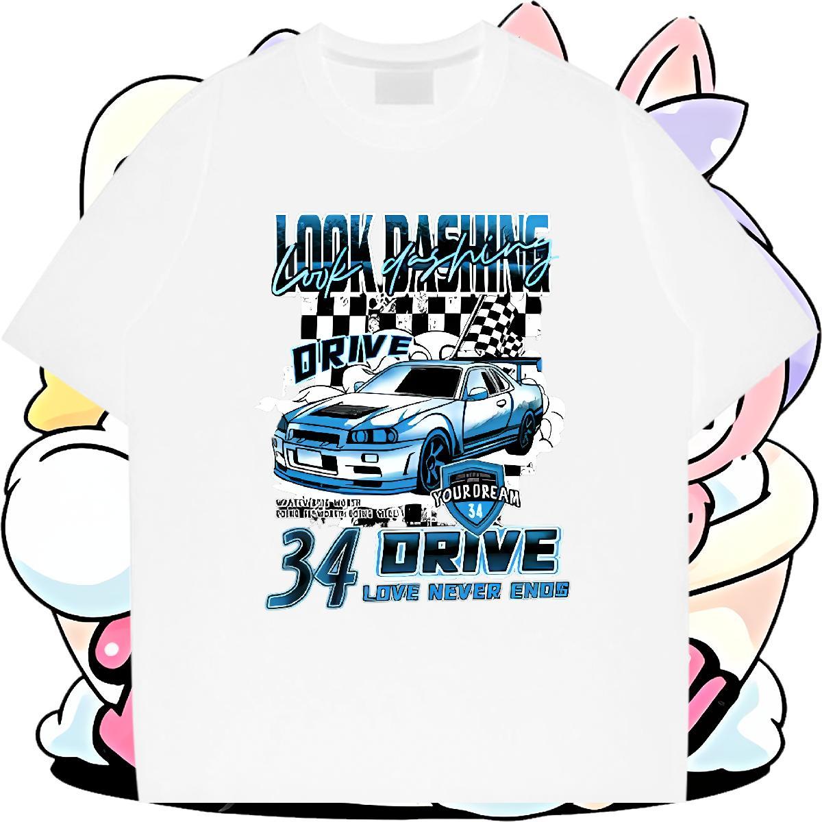 Free Shipping Men Tees 230g Pure Cotton Casual car Oversized 4XL Breathable Crew Neck Brand Man T Shirts Tops Shirt