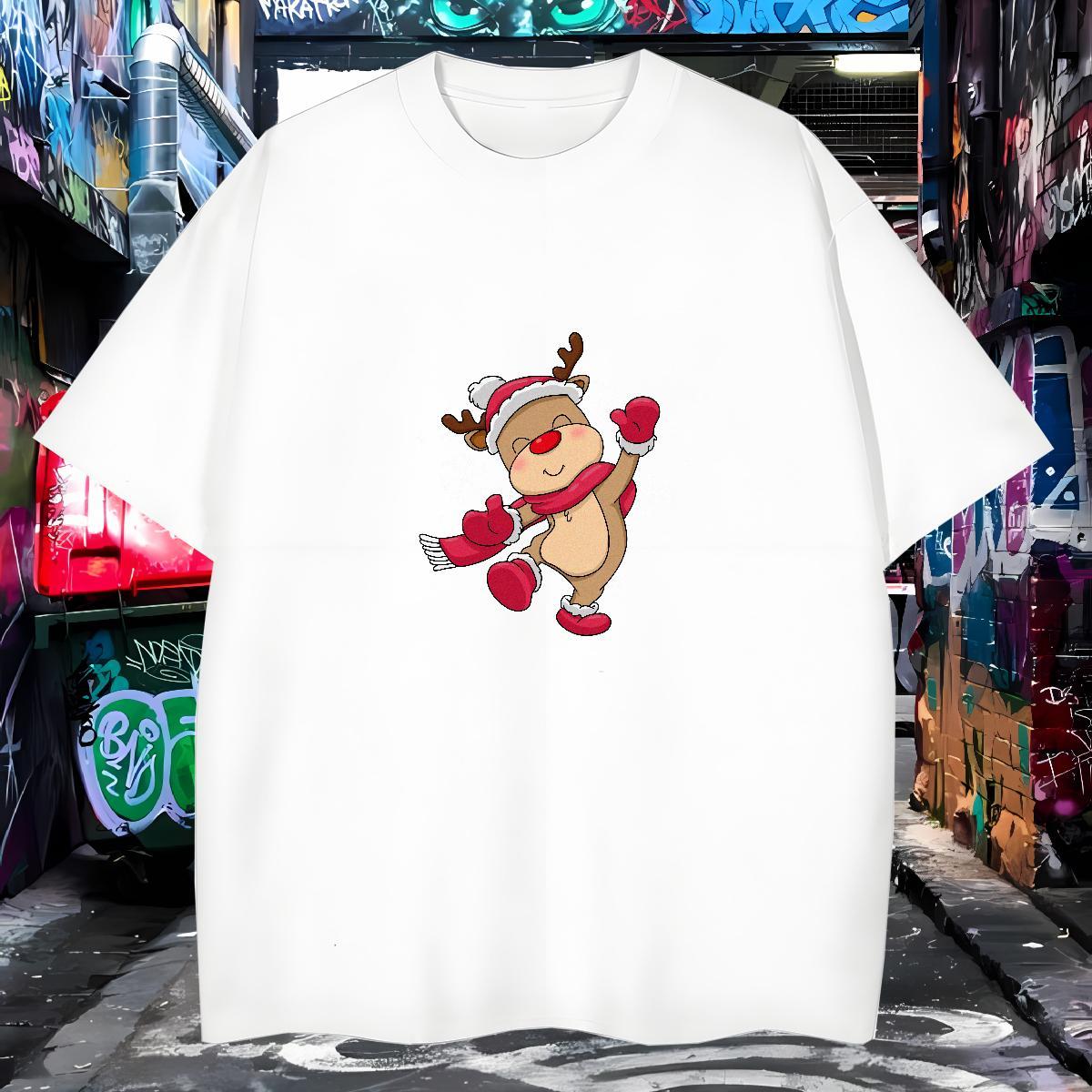 Cool Tshirts 230g 100% Cotton Christmas T shirt Street Breathable Short Sleeve Graphic New Arrival Clothes