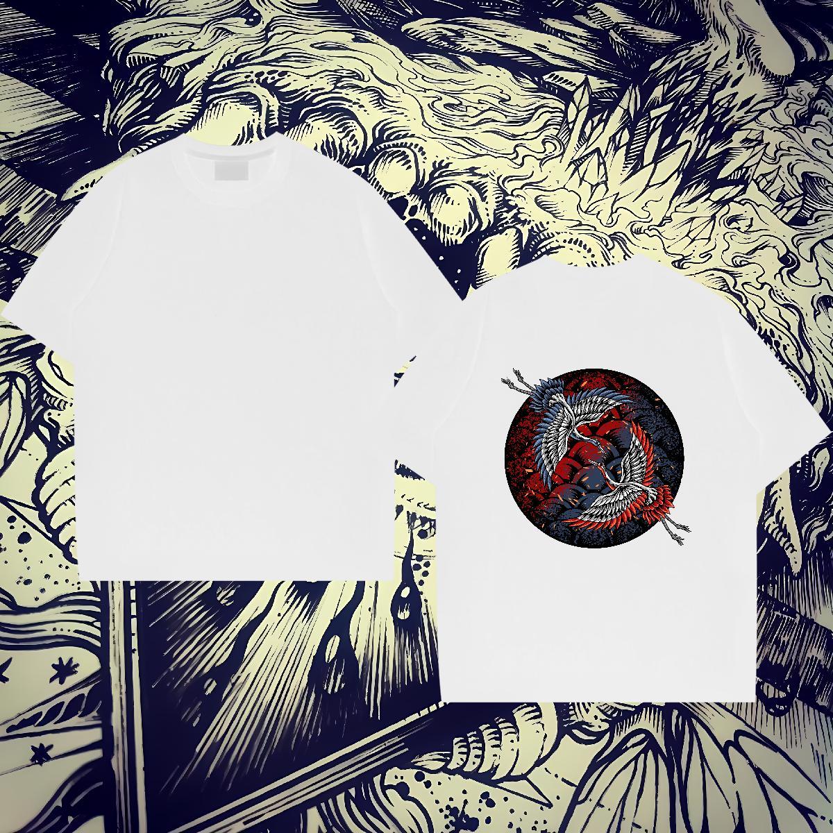 Classic Casual Men T Shirts 230g 100% Cotton eagle Hip Hop Tee Shirt Short Sleeve O-Neck Designer Men Clothes T-Shirt Black Oversized