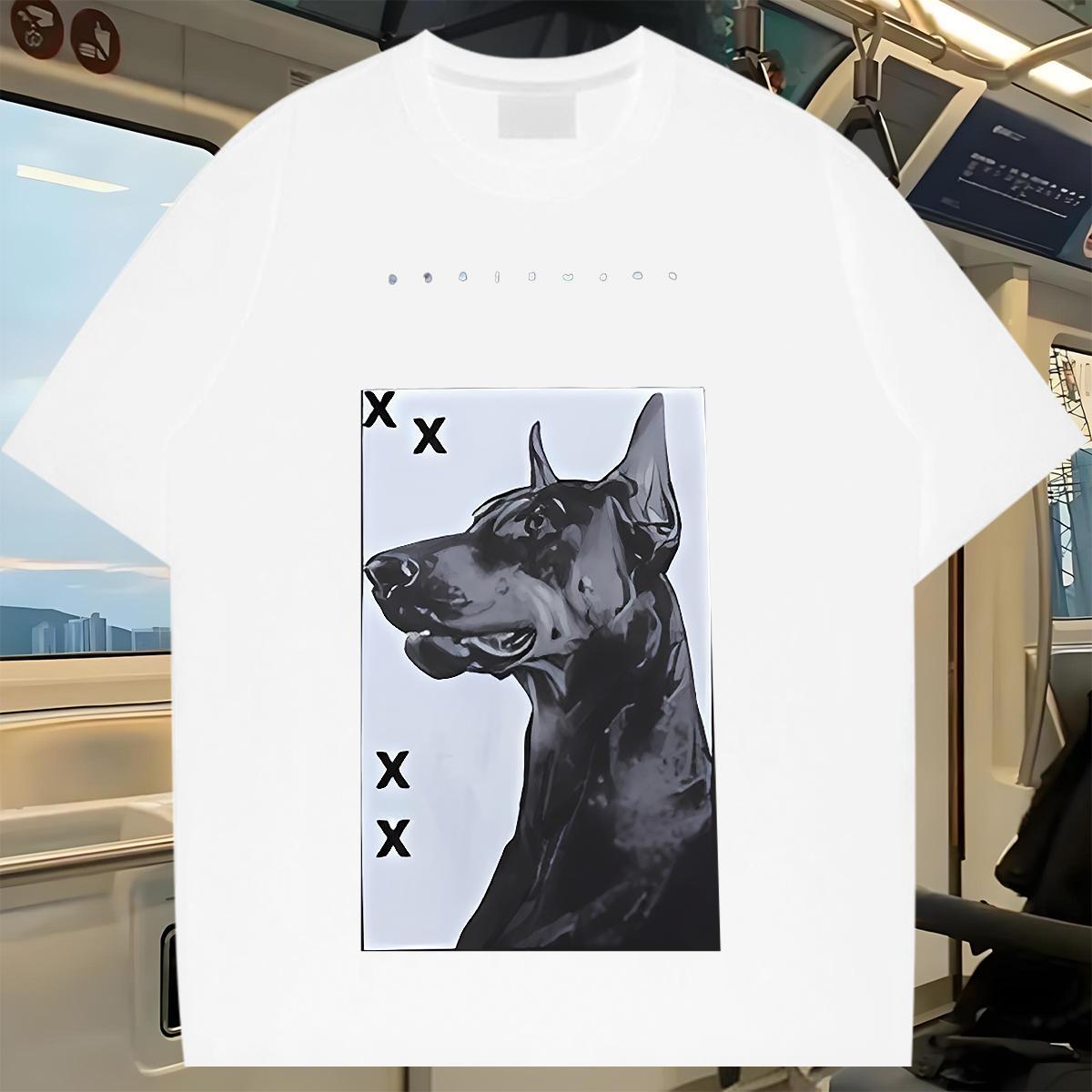2024 New Man T Shirts 100% Cotton 230g dog Daily Wear Tee Shirt Breathable Short Sleeve Unisex Men Tees Skull