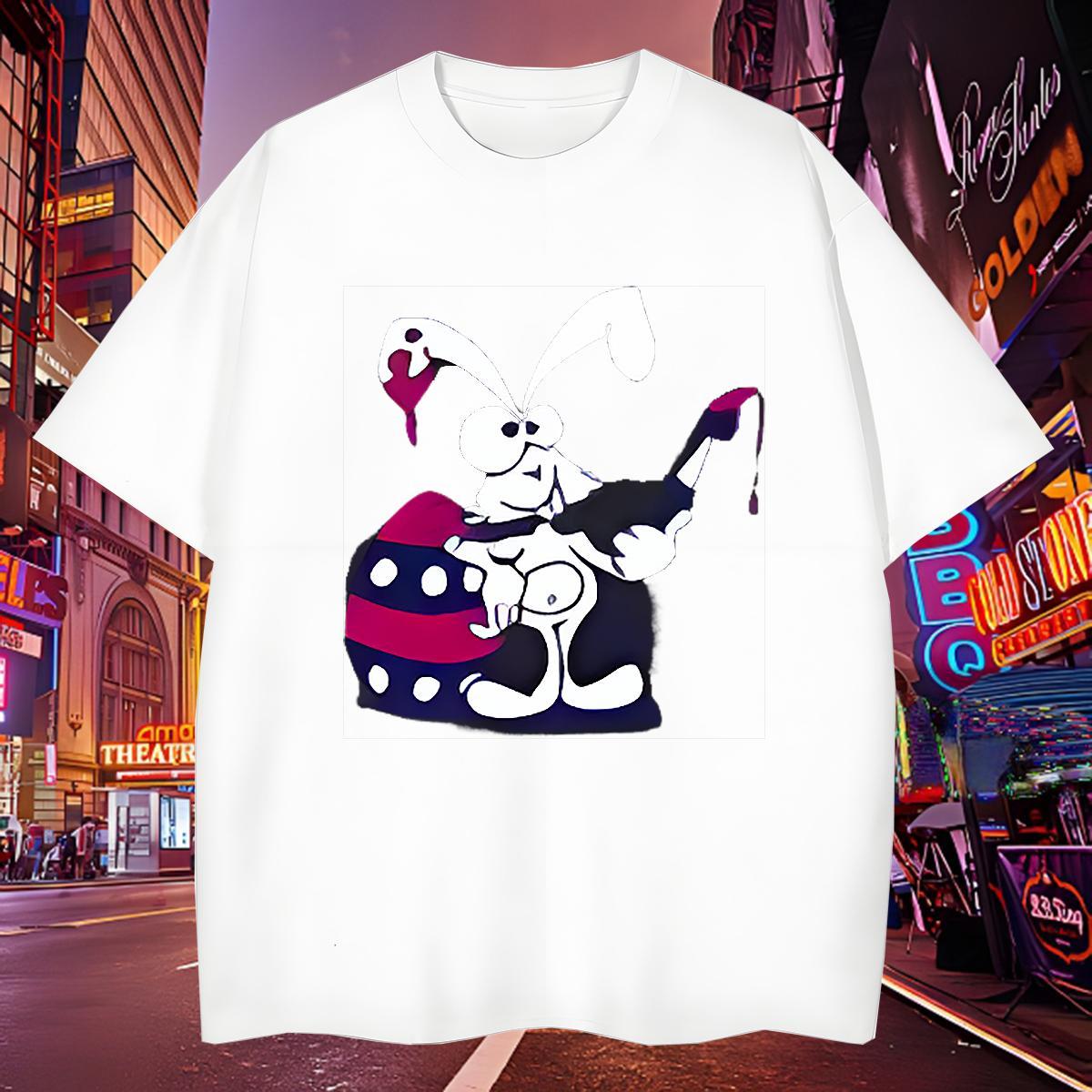 Brand Couples T Shirts 230g Cotton rabbit T Shirt For Man Beach Breathable Soft Floral Print New Designer Tees Shirts