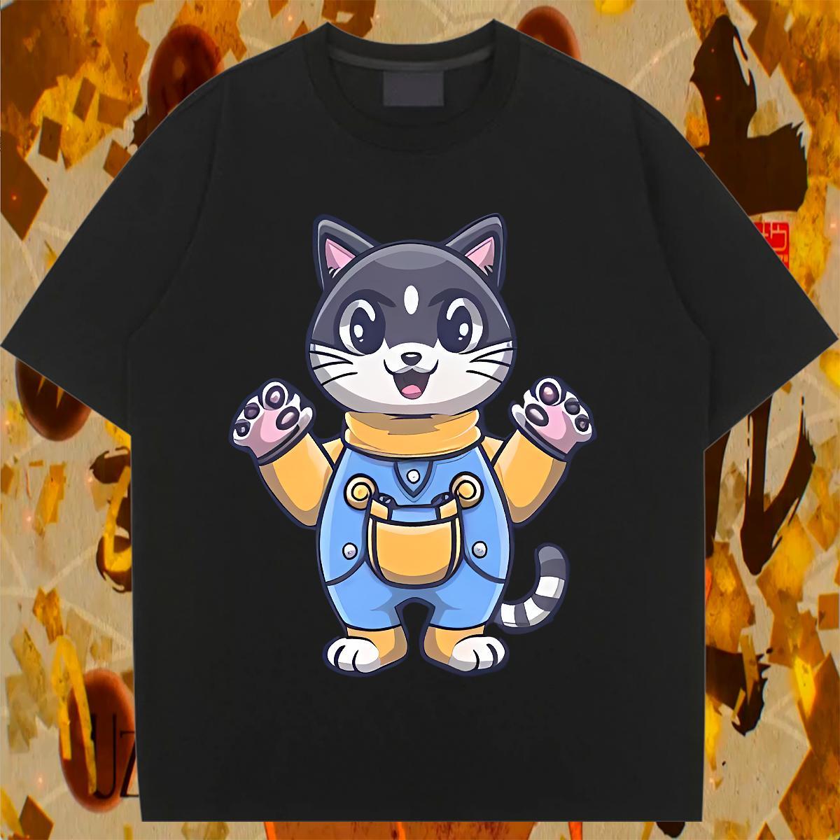 Wholesale T Shirt For Woman Crew Neck Womens Tshirts DIY Printed cat Summer Casual 100% Cotton 230g 2024 Casual Top Shirts