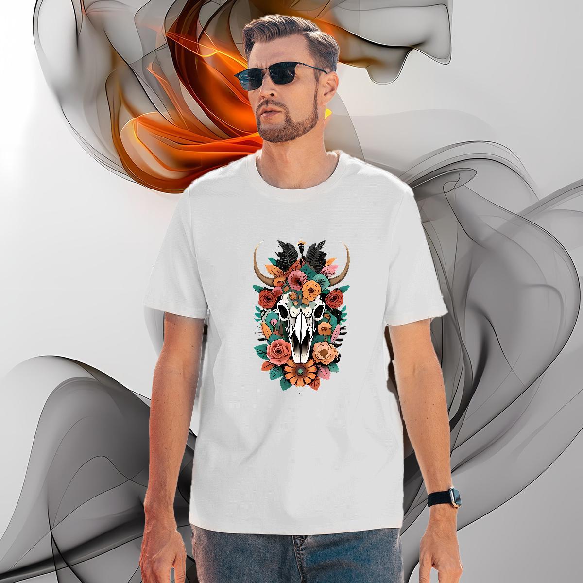 Mens T Shirts 100% Cotton 230g flower Street Wear Breathable Soft Plus Size Cartoon Men Tops Tees Fashion Classic Clothes