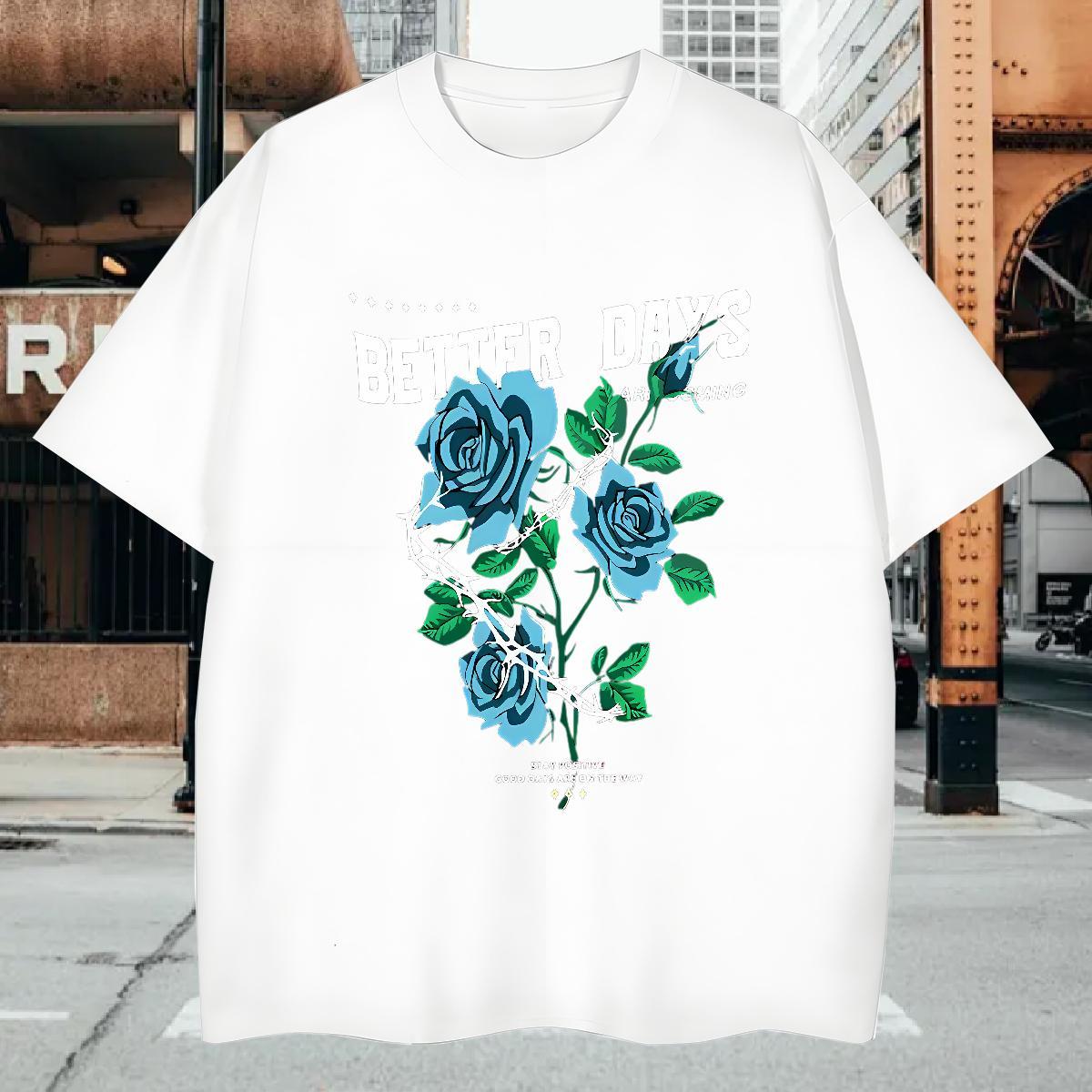 T shirt 100% Cotton 230g flower Spring Summer O Neck Short Sleeves Oversized Men Clothes T-Shirt Designer Fashion Unisex Tee Shirt