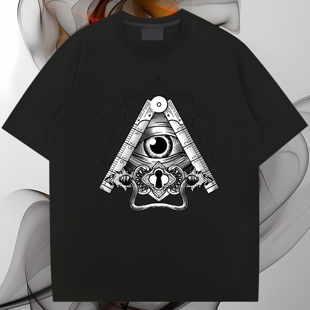 Classic Casual T-Shirts for Men eye of the devil Tops 230g 100% Cotton Sports Casual TOP Quality Asian Size O-Neck Short Sleeve Mens Tshirts