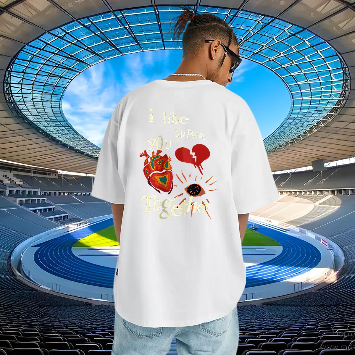 New T Shirt For Man letter Tops 230g 100% Cotton Sport Free Shipping Cartoon Print Crew Neck Tshirt for Man Woman