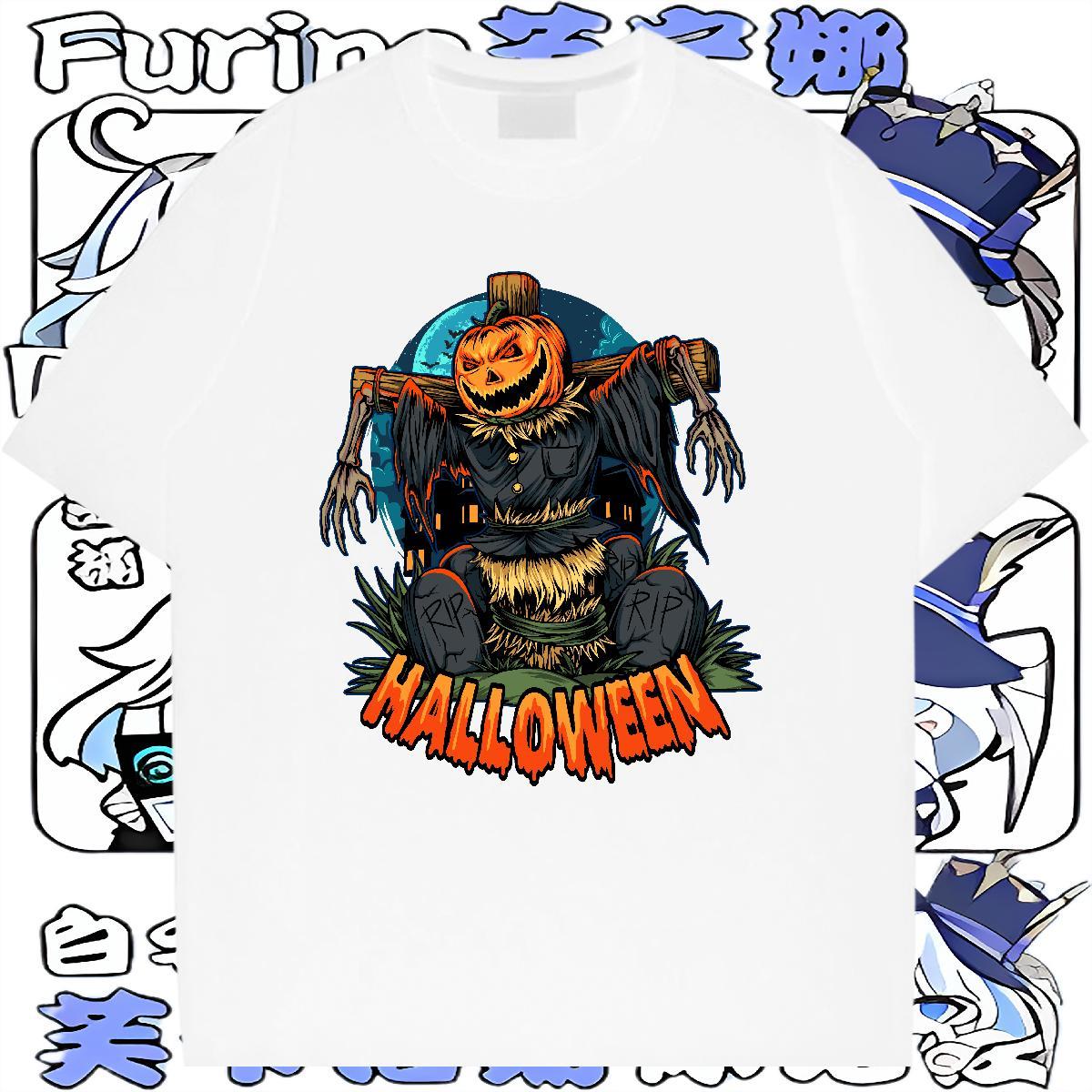 Free Shipping T-Shirts for Men 100% Cotton 230g Halloween Casual Daily Wear Tops Shirt Pure Cotton TOP Quality Men Clothes T-Shirt DIY Anime
