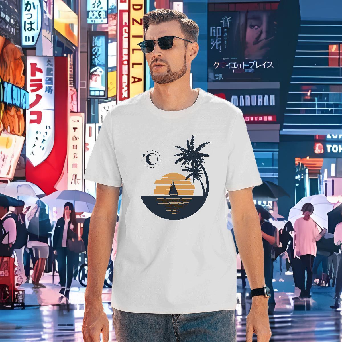 DIY T Shirts Men 230g Pure Cotton tree High Street Hip Hop Polos Breathable Soft Free Shipping Men Clothes T-Shirt Anime