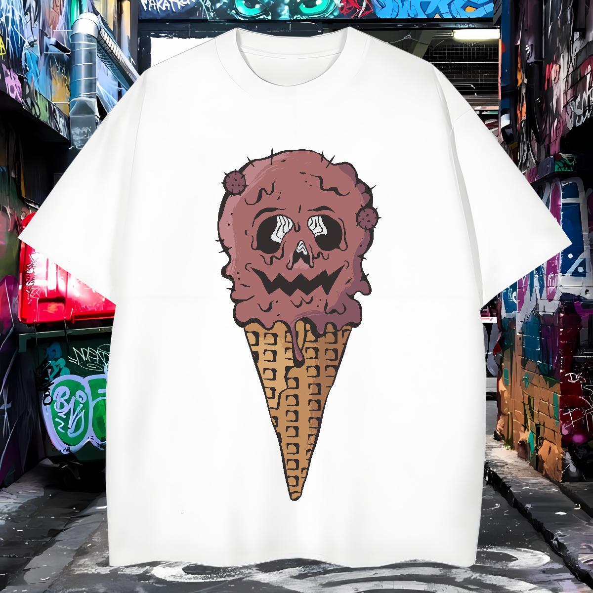 Soft Men Tshirts 100% Cotton 230g monster Men T Shirts Street Breathable Crew Neck Black Oversized Classic Clothings