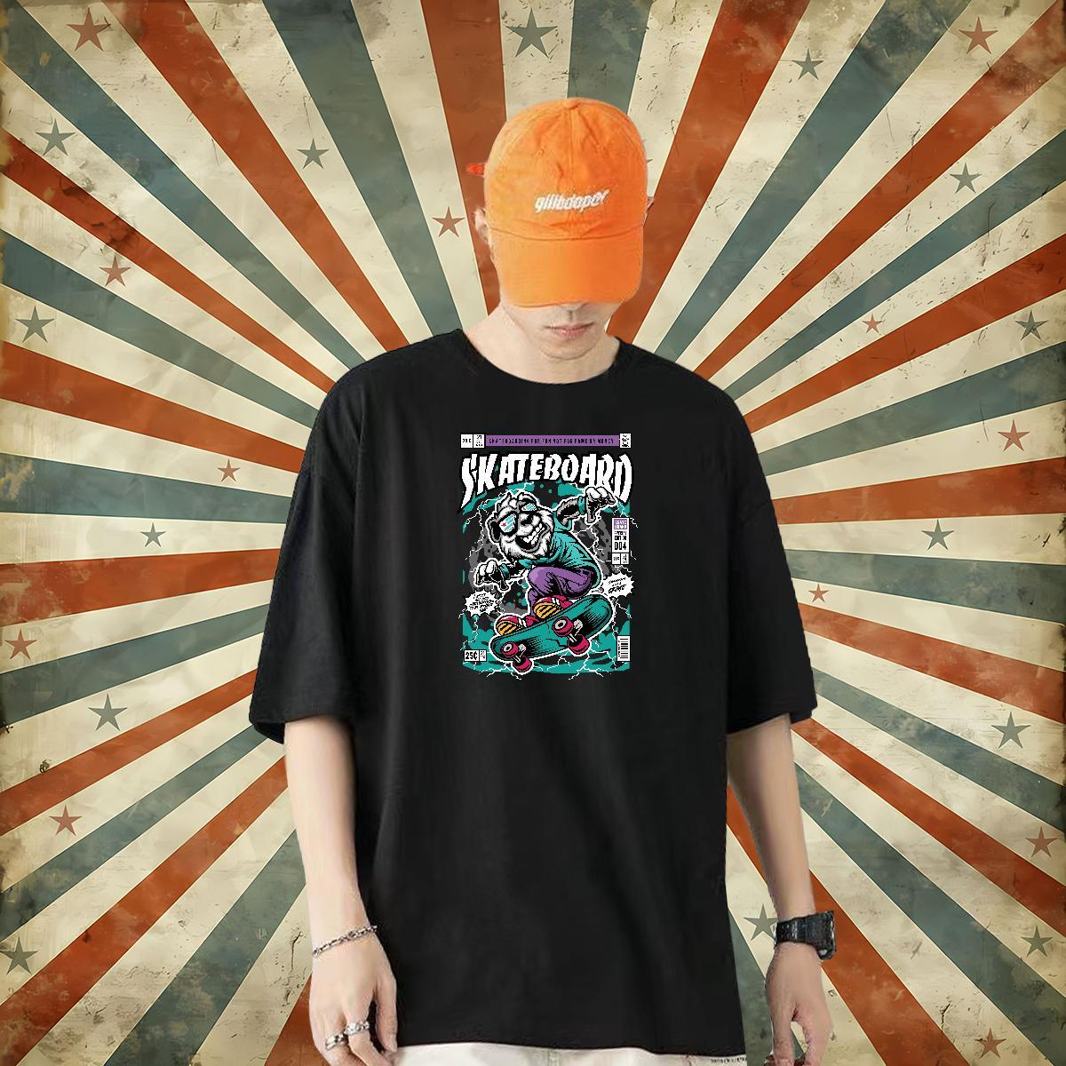 2024 New T shirt 100% Cotton 230g bear Street Casual Tshirts Breathable Cool Mens Tshirts Plus Size Custom