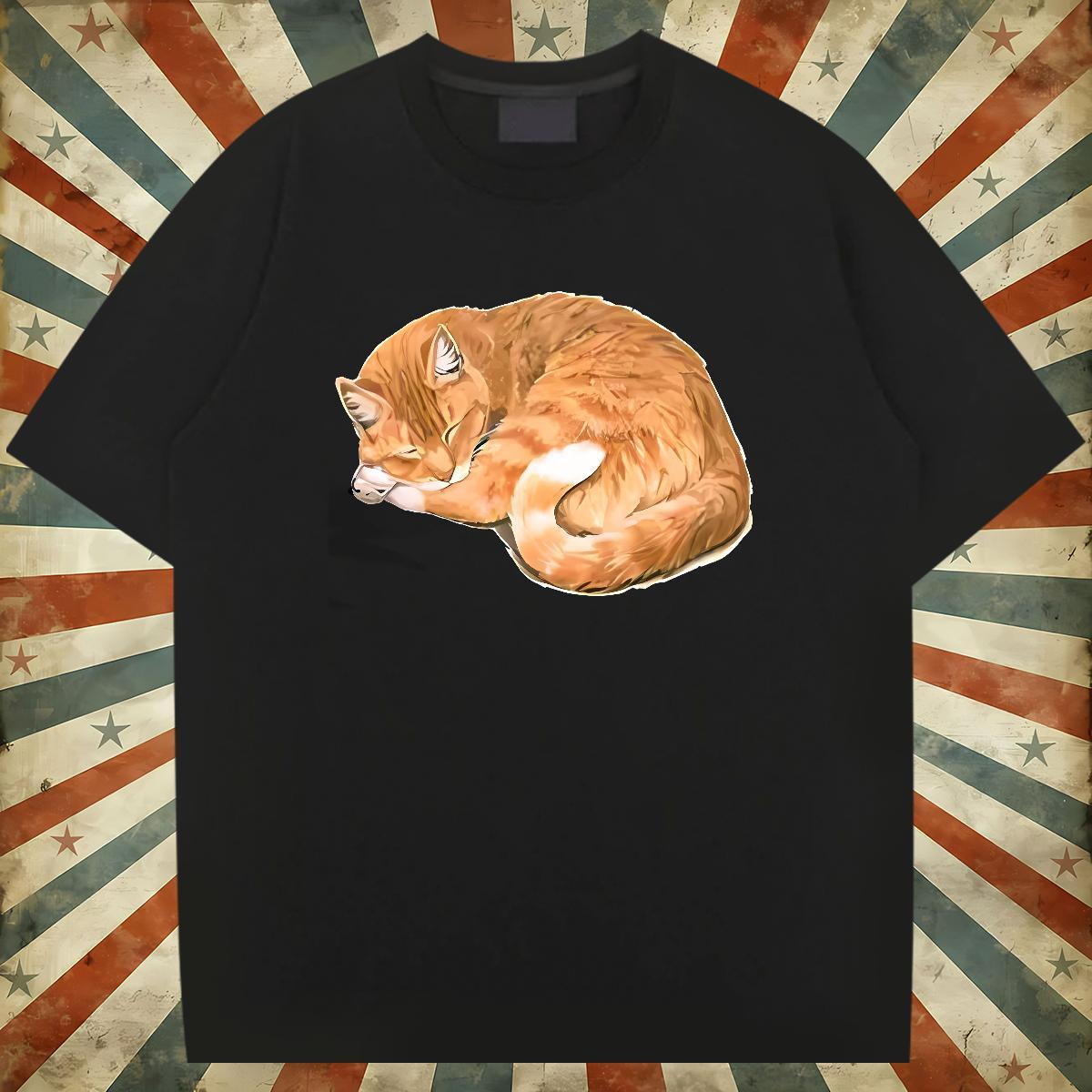 Casual New Mens T Shirts 230g 100% Cotton cat Summer Casual Tops Breathable Crew Neck High Quality Tshirt for Man Woman Customized Print