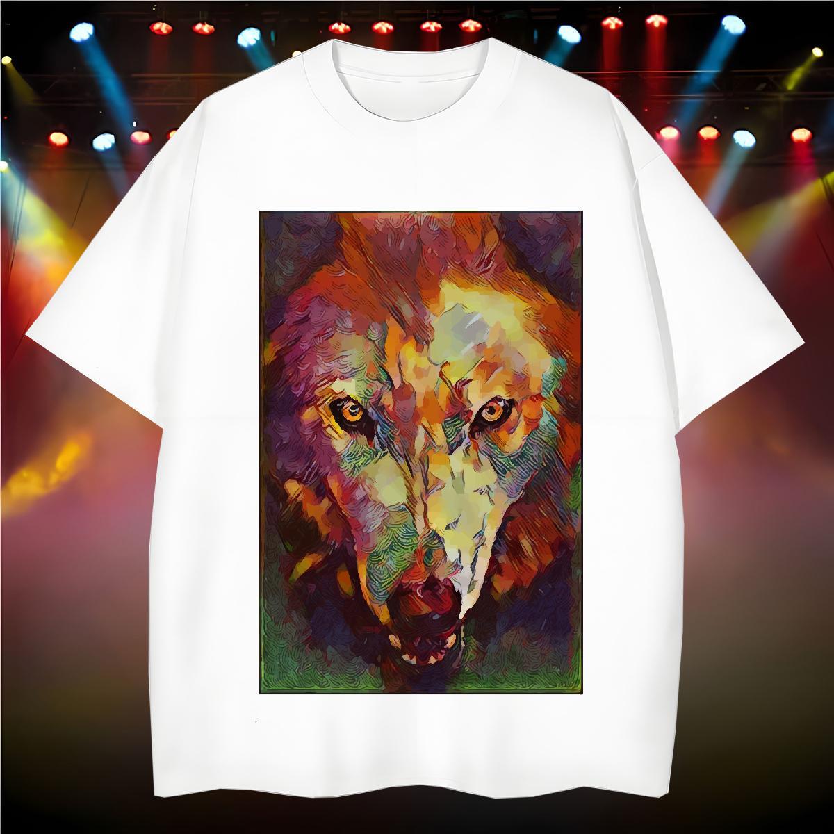 Fashion Designer T-Shirts 100% Cotton 230g wolf Street wear Hip Hop Polos Breathable Short Sleeve Wholesale Tshirt for Man Woman DIY Printed