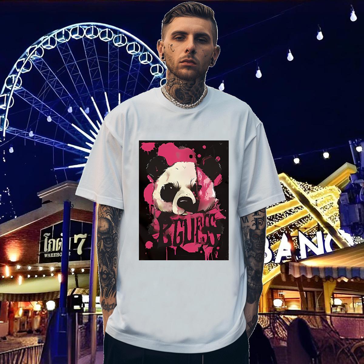 2024 DIY T shirt 230g Pure Cotton panda Street Casual Clothes Short Sleeve O-Neck Free Shipping Men Tops Tees Skull