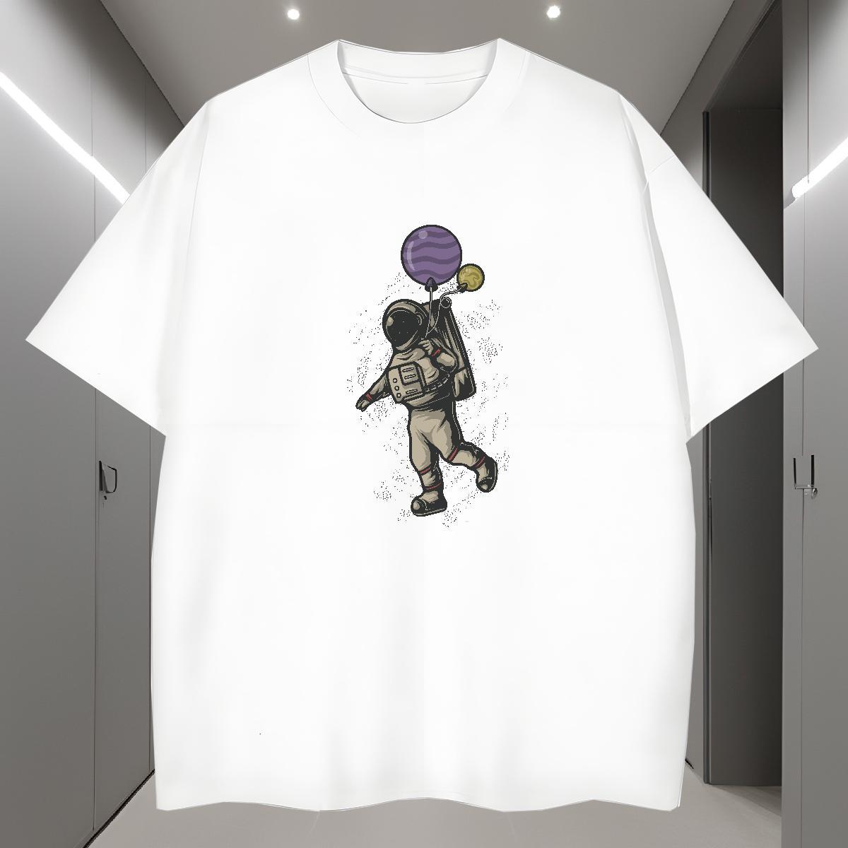 T-Shirts 100% Cotton 230g cosmonaut Summer Casual Breathable Short Sleeve Customized Men Clothes T-Shirt Casual New TOP Quality Top Tees