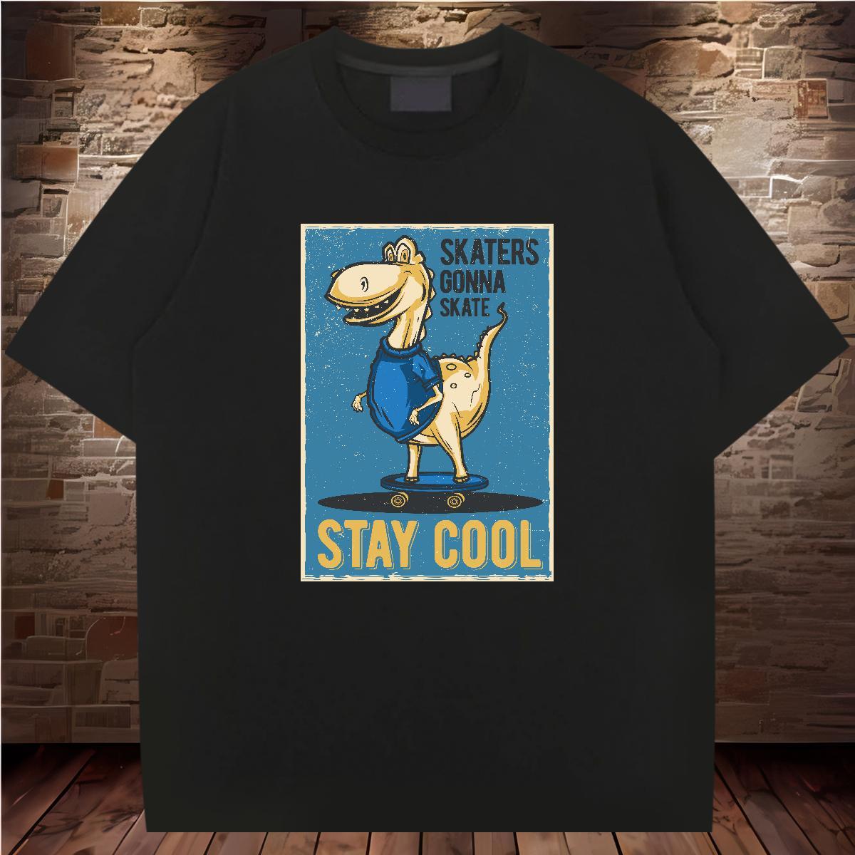 Classic Casual T-Shirts for Men 230g 100% Cotton dinosaur Summer Casual Tops Tees Round Neck Short Sleeve TOP Quality Couples T Shirts Customized Prin