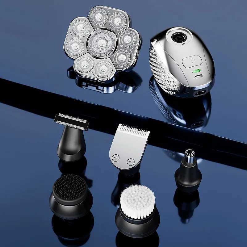 Grooming Kit 6in1 Head Electric Shaver For Men Beard Hair Trimmer Facial Razor Body Bald Shaving Machine Wet Dry RechargeableXJ240806
