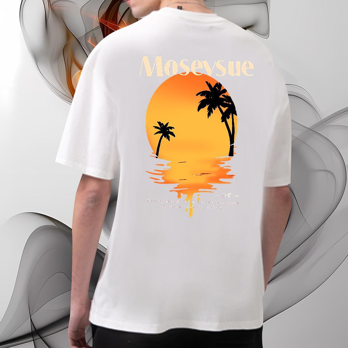 2024 Summer T-Shirts 100% Cotton 230g tree Street Wear Polos Breathable Short Sleeve Classic Men Tshirts Floral Print