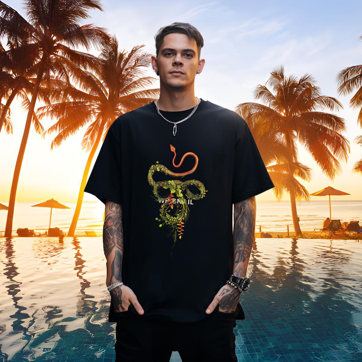 TOP Quality Men Clothes T-Shirt 230g Pure Cotton snake T-Shirts Daily Outfit Breathable Soft Black White 2024 Designer Tops Shirt