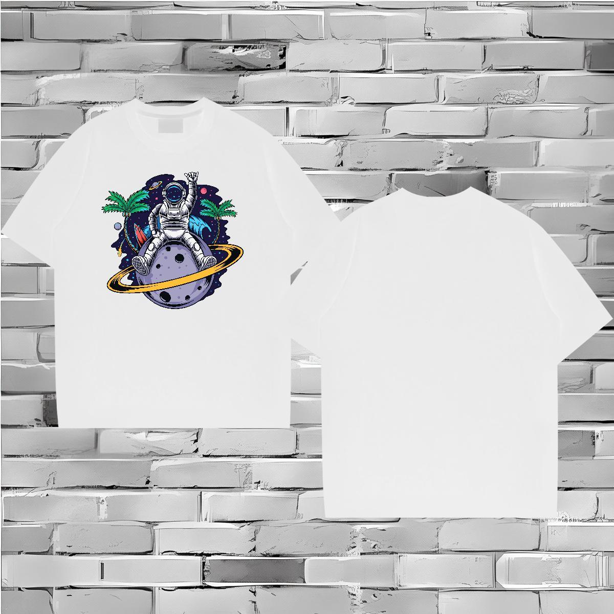 T Shirt For Man 230g Cotton outer space Street Wear Short Sleeve O-Neck Custom Printed Men Tees Fashion Designer Cool Design Polos