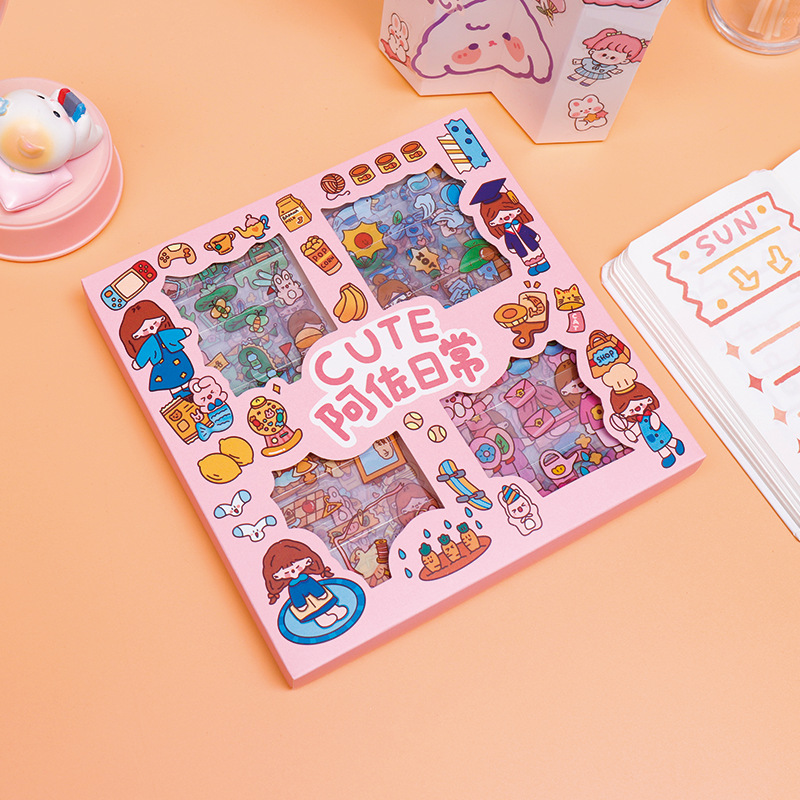 Cartoon tent sticker set with strong creativity PET waterproof stickers cute water cup Guka stickers wholesale