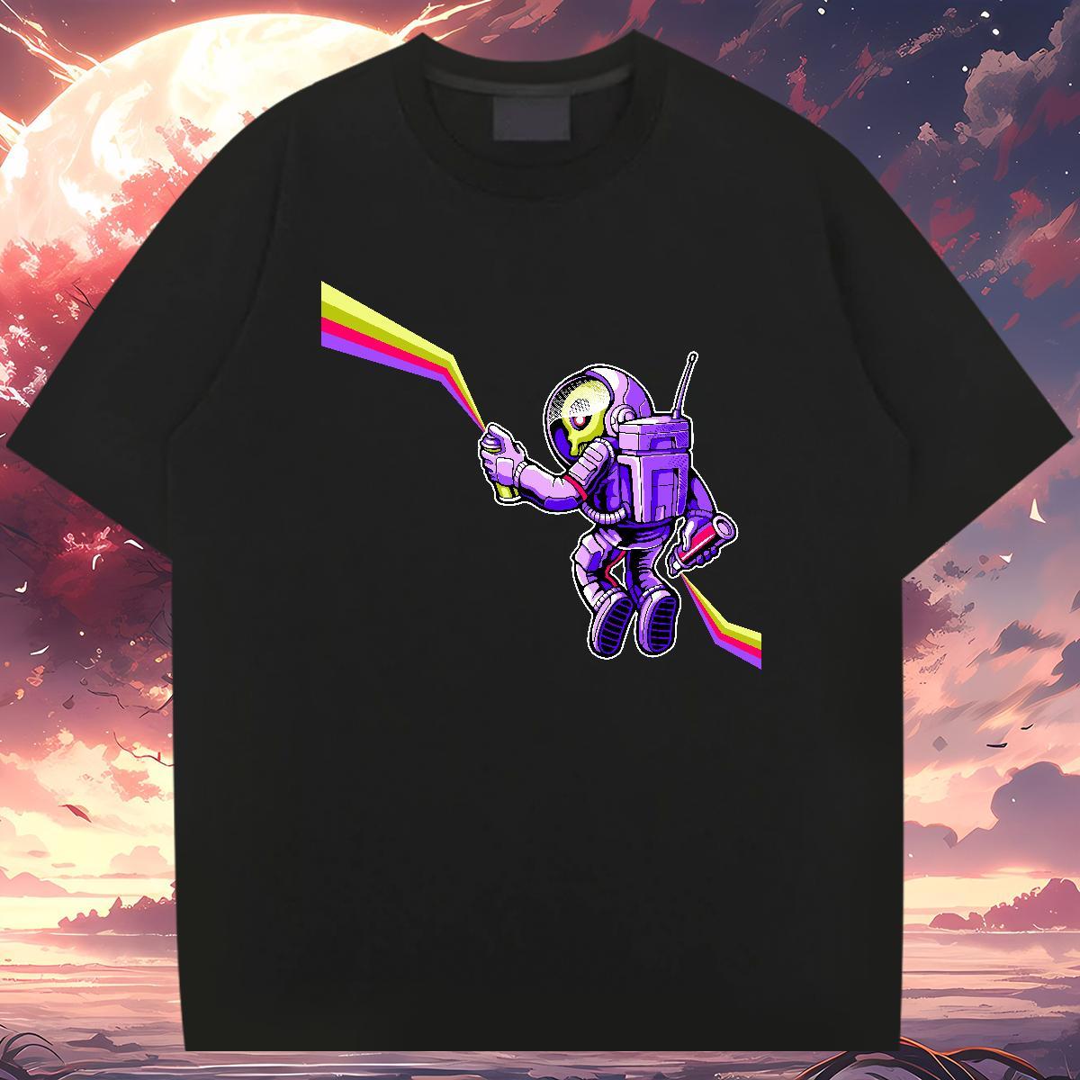 T shirt 230g 100% Cotton universe Hip Hop Breathable Crew Neck Cartoon Print Tshirt for Man Woman Factory Direct Wholesale Tops