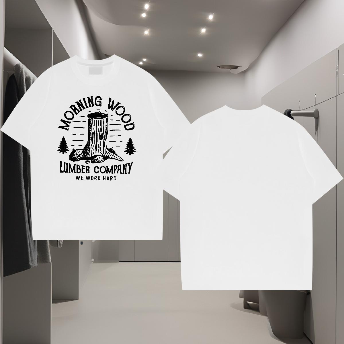 T-Shirts for Men 230g Pure Cotton tree High Street Hip Hop Breathable Short Sleeve Oversized 3XL 4XL Tshirts Brand TOP Quality Clothes