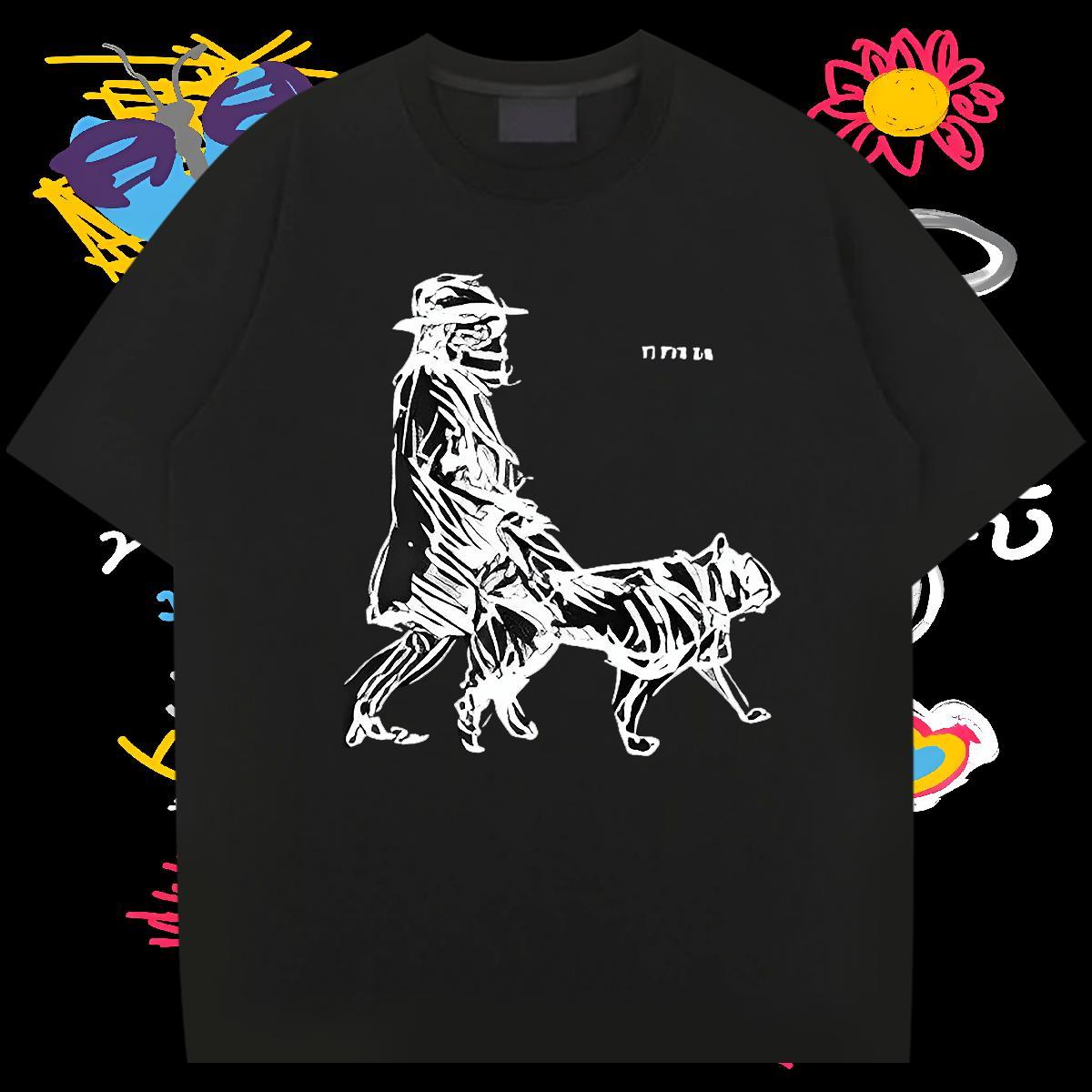 New Arrival Man T Shirts 230g Pure Cotton leopard,line Casual Daily Wear Tshirts O-Neck Short Sleeve Comfortable Tshirt for Man Woman Graphic