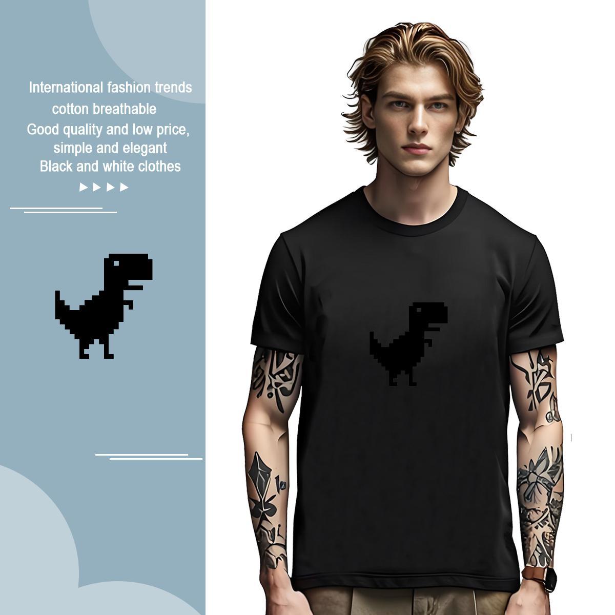 Free Shipping Men Tshirts 230g Pure Cotton dinosaur T shirt Street Casual O Neck Short Sleeves Oversized New Arrival Tees