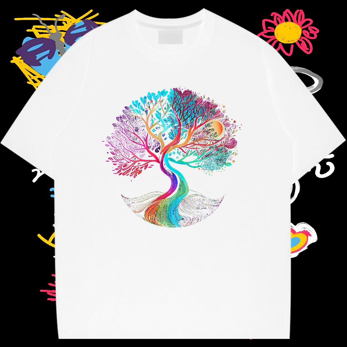 Fashion Designer T-Shirts for Men 100% Cotton 230g tree Home Outdoor Tees Breathable Short Sleeve Cool Design Men Tshirts Plus Size Custom